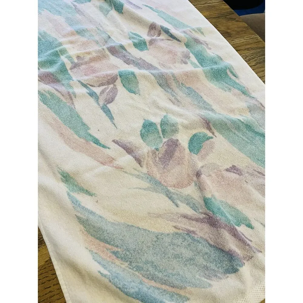 Croscill Bath Body Towel 80s Pastel Pink Green Geometric Abstract Shabby Chic Br